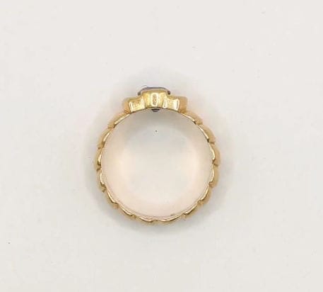 Bague 51 Bague godronnée vintage en or jaune 18K au saphir de Ceylan 58 Facettes