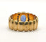 Bague 51 Bague godronnée vintage en or jaune 18K au saphir de Ceylan 58 Facettes