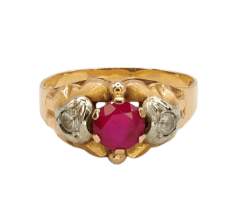 Bague 54.5 Bague tank Art déco en or rose 18K rubis et diamants 58 Facettes
