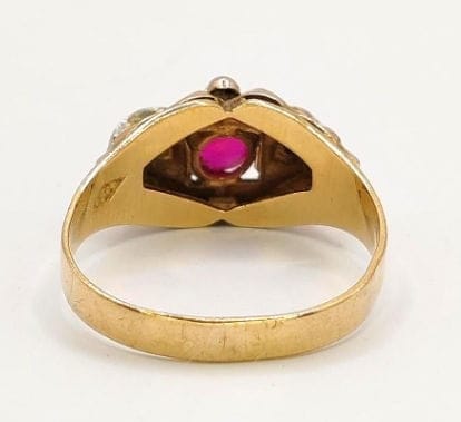 Bague 54.5 Bague tank Art déco en or rose 18K rubis et diamants 58 Facettes