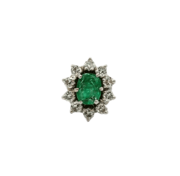 Bague Bague marguerite en or gris 18K à émeraude et diamants 58 Facettes