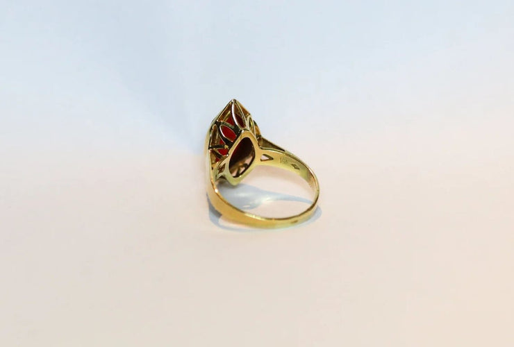 Bague Bague vintage en or jaune 14 carats avec cornaline 58 Facettes