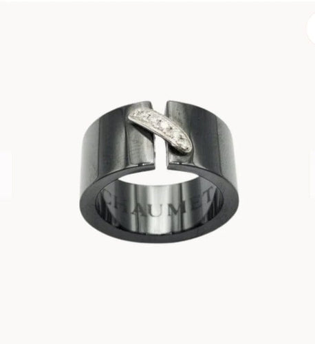 Bague 51 Chaumet Lien - Bague en céramique noire et diamants 58 Facettes R24