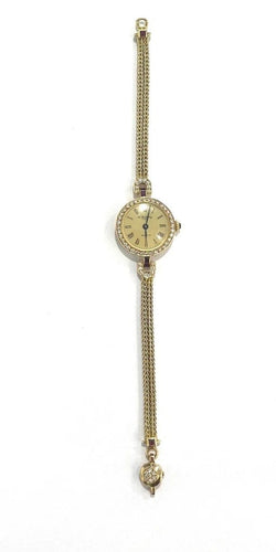 Montre A. Barthelay - Montre femme en or jaune 18 carats diamants et rubis 58 Facettes R6