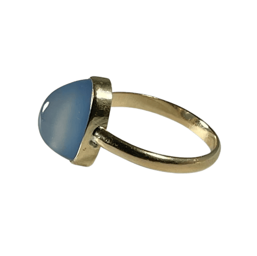 Bague 52 Bague en or jaune 18 carats avec agate bleue 58 Facettes 209