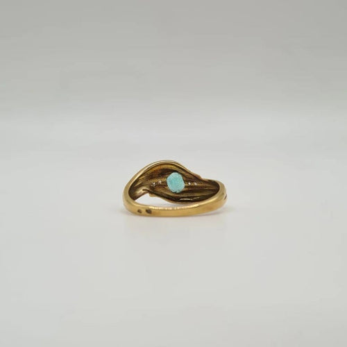 Bague 54.5 Bague en or jaune 18 carats avec émeraude ovale et diamants 58 Facettes