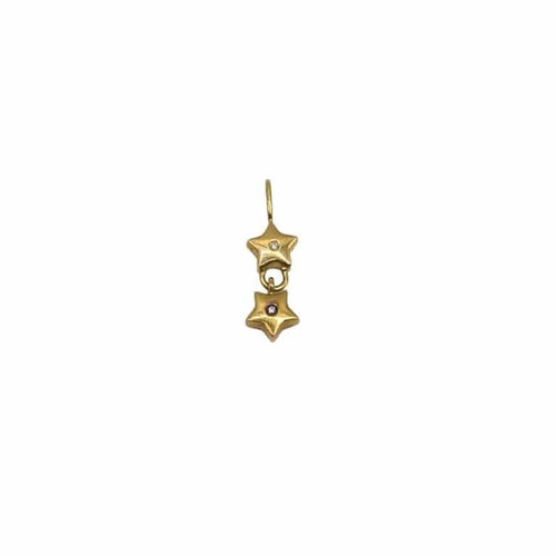 Pendentif Pendentif deux étoiles en or jaune 18 carats et diamants 58 Facettes