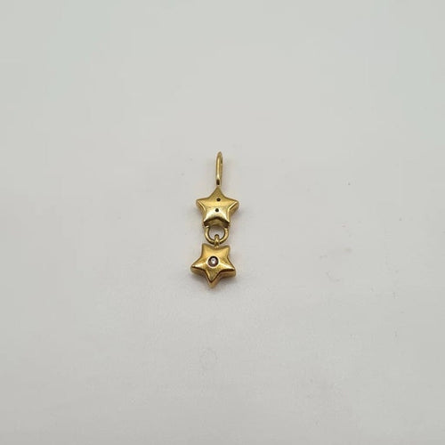 Pendentif Pendentif deux étoiles en or jaune 18 carats et diamants 58 Facettes