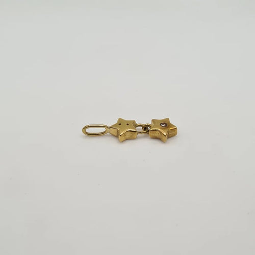 Pendentif Pendentif deux étoiles en or jaune 18 carats et diamants 58 Facettes