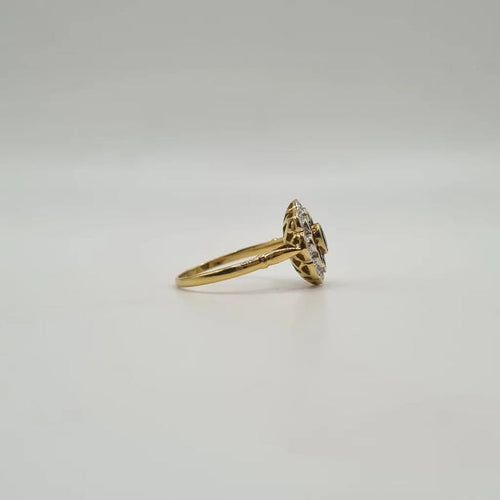 Bague 54 Bague fleur en or jaune 18 carats sertie de saphirs et diamants 58 Facettes
