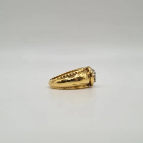 Bague 54.5 Bague bombée en or jaune 18 carats sertie de diamants 58 Facettes