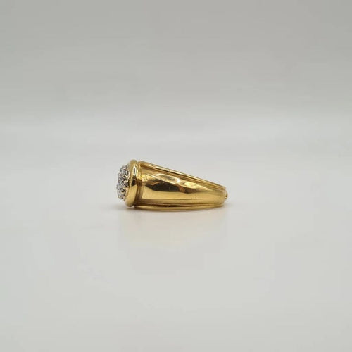 Bague 54.5 Bague bombée en or jaune 18 carats sertie de diamants 58 Facettes