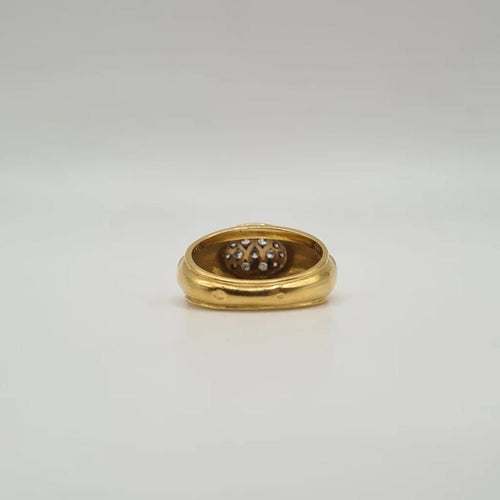 Bague 54.5 Bague bombée en or jaune 18 carats sertie de diamants 58 Facettes