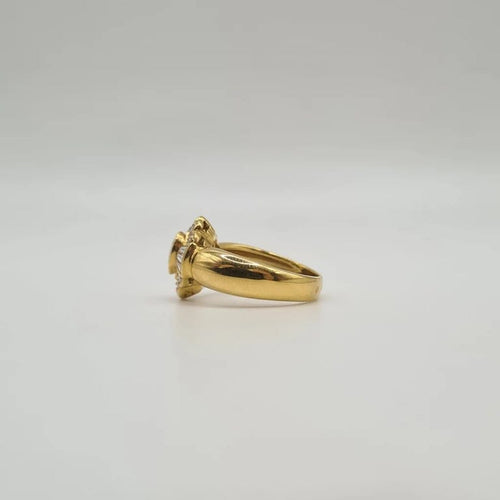 Bague 54 Bague fleur en or jaune 18 carats sertie d’émeraudes et diamants 58 Facettes