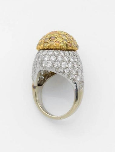 Bague 51 Bague bombée pavée de diamants cognac en or gris 18k 58 Facettes