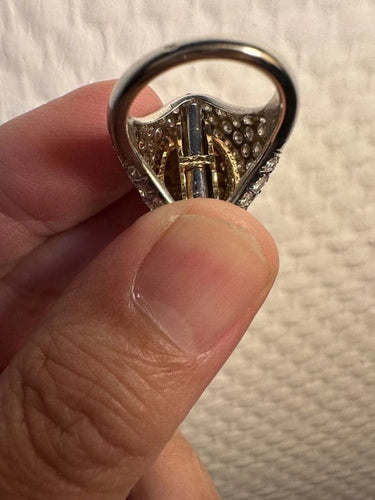 Bague 51 Bague bombée pavée de diamants cognac en or gris 18k 58 Facettes
