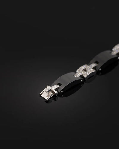Bracelet Cartier Panthère - Bracelet maillon en or blanc, céramique et diamants 58 Facettes 1