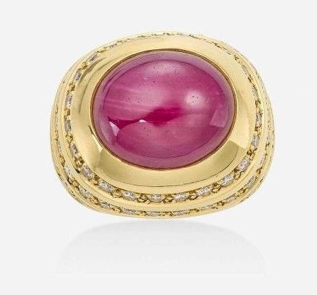 Bague 54 Andrew Clunn - Bague en or jaune 18 carats rubis et diamants 58 Facettes