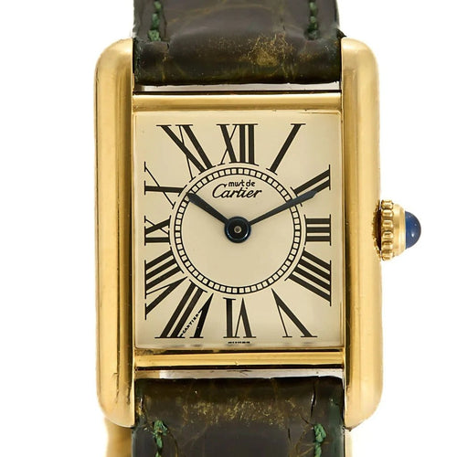 Montre Cartier Tank Must - Montre en argent plaqué or, cadran blanc romain 58 Facettes