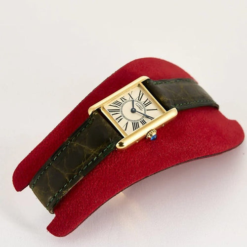 Montre Cartier Tank Must - Montre en argent plaqué or, cadran blanc romain 58 Facettes