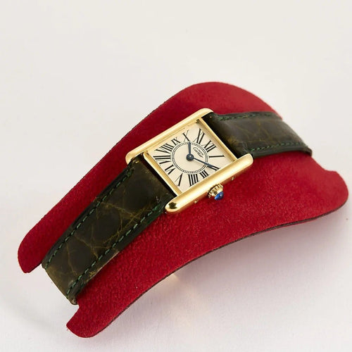 Montre Cartier Tank Must - Montre en argent plaqué or, cadran blanc romain 58 Facettes