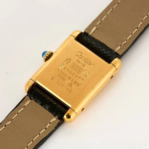 Montre Cartier Tank Must - Montre en argent plaqué or, cadran laqué bordeaux 58 Facettes