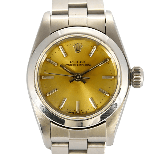 Montre Rolex Oyster Perpetual - Montre Lady 26 mm en acier, cadran doré 58 Facettes