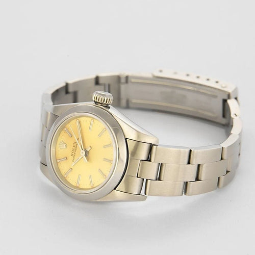 Montre Rolex Oyster Perpetual - Montre Lady 26 mm en acier, cadran doré 58 Facettes