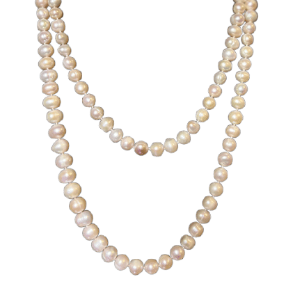 Collier Sautoir en perles de culture d'eau douce baroques 120 cm 58 Facettes