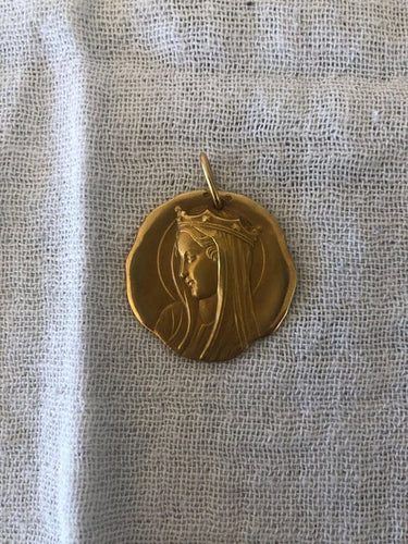 Pendentif Médaille religieuse Vierge Marie en or jaune 18 carats 58 Facettes PE3