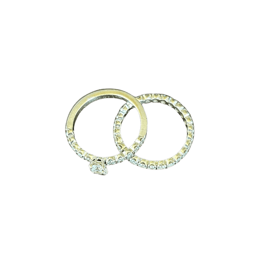 Bague 54 Jeu de deux bagues en or blanc 18 ct et diamants 58 Facettes BaAu01