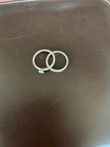 Bague 54 Jeu de deux bagues en or blanc 18 ct et diamants 58 Facettes BaAu01