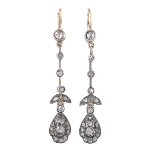 Boucles d'oreilles Boucles d'oreilles pendantes en or jaune 18 ct et argent, diamants 58 Facettes 1