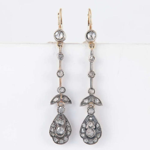 Boucles d'oreilles Boucles d'oreilles pendantes en or jaune 18 ct et argent, diamants 58 Facettes 1