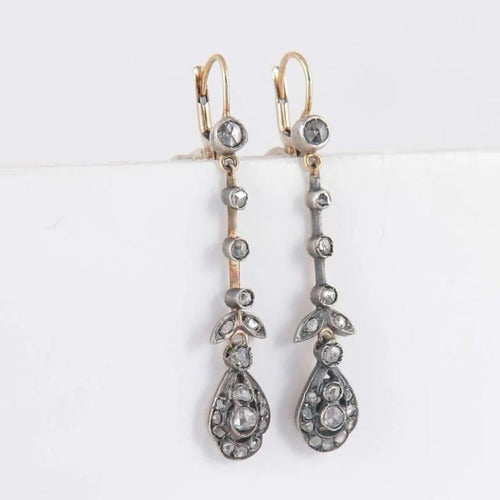 Boucles d'oreilles Boucles d'oreilles pendantes en or jaune 18 ct et argent, diamants 58 Facettes 1
