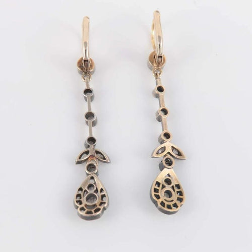 Boucles d'oreilles Boucles d'oreilles pendantes en or jaune 18 ct et argent, diamants 58 Facettes 1