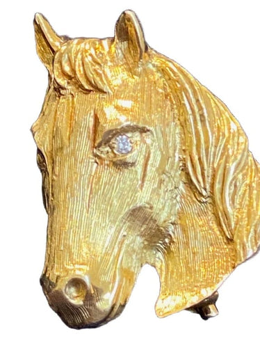 Broche Broche cheval en or jaune 18K et diamants 58 Facettes