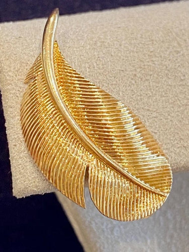 Boucles d'oreilles Hermès - Boucles d'oreilles Plumes vintage en or jaune 750 58 Facettes