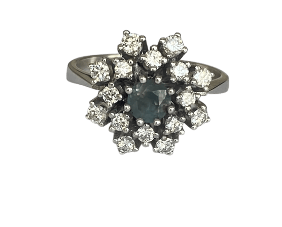 Bague 52.5 Bague en or blanc 14 carats avec alexandrite 0,60 ct et diamants 58 Facettes