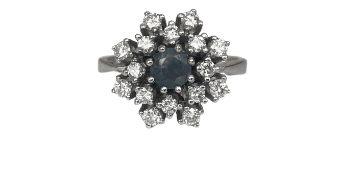 Bague 52.5 Bague en or blanc 14 carats avec alexandrite 0,60 ct et diamants 58 Facettes