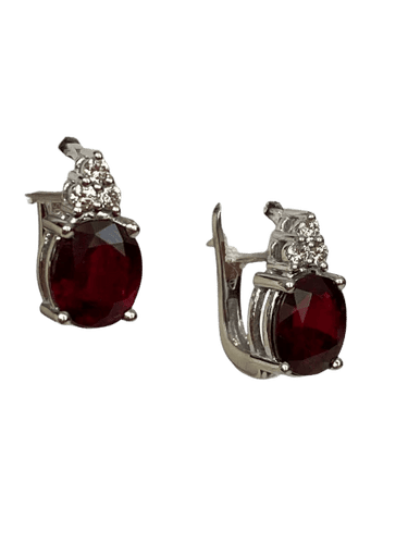 Boucles d'oreilles Boucles d’oreilles puces en or blanc 18 carats, rubis et diamants 58 Facettes