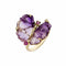 Bague 54 Papillon - Bague en or jaune 18 carats, améthystes et diamants 58 Facettes CHT-BUTT-RI-AMDI