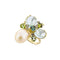 Bague 56 Romance Divine - Bague en or jaune 18 carats, perle et topazes 58 Facettes CHAT-ROM-RI-PBT