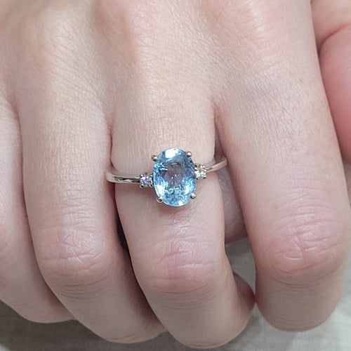 Bague 55 Bague - Aigue-marine et diamants en or blanc 18k 58 Facettes TA103