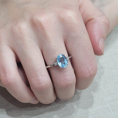 Bague 55 Bague - Aigue-marine et diamants en or blanc 18k 58 Facettes TA103