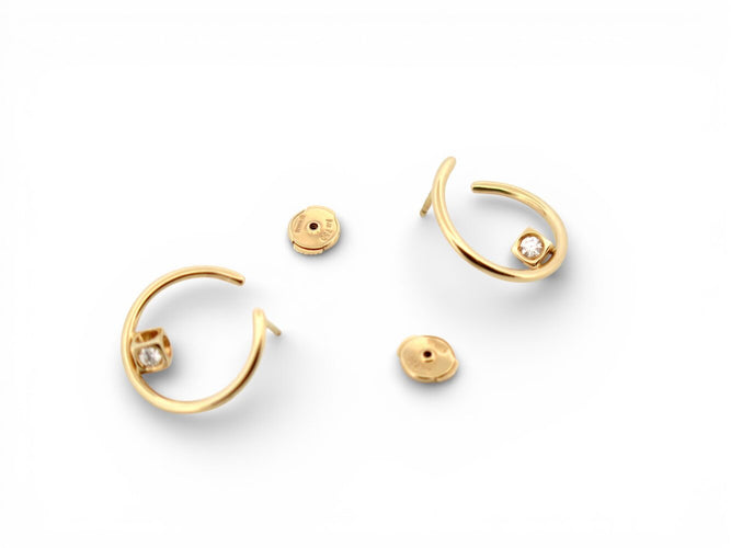 Boucles d'oreilles boucles d'oreilles DINH VAN creoles le cube diamant 808811 en or 18k 58 Facettes 272581