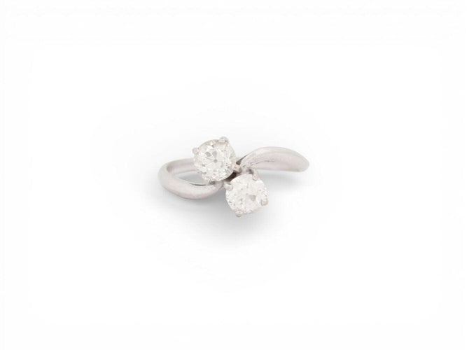 Bague 53 bague sertie toi & moi 2 diamants 0.95ct t53 en or blanc 18k 3g 58 Facettes 273170