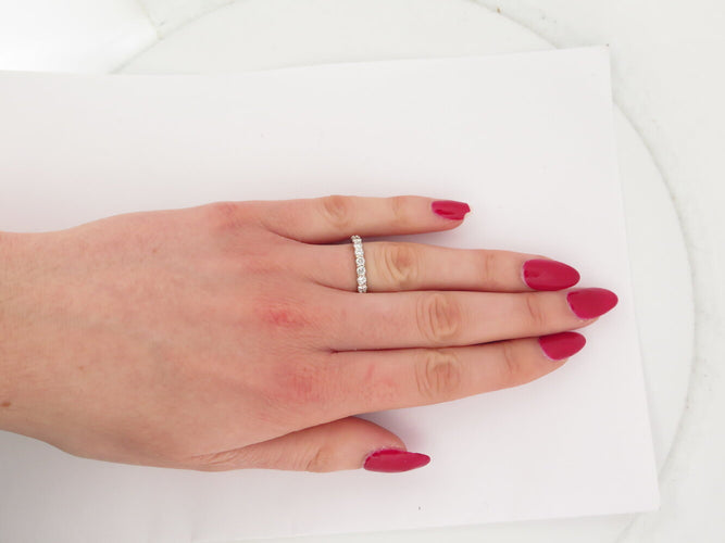 Bague 51 bague alliance americaine 22 diamants pavage complet 1.65ct t51 en or blanc 58 Facettes 273169