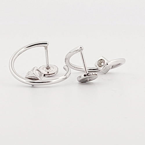 Boucles d'oreilles dinh van Le Cube Diamant - Créoles en or blanc 18 carats et diamants 58 Facettes 735191