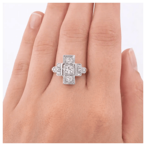 Bague 55 Bague en or blanc 18 kt sertie de diamants 58 Facettes AN528 (0559)
